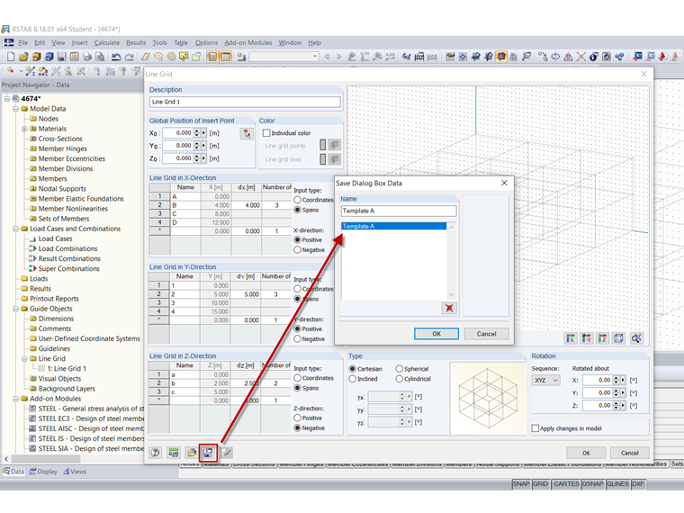 Zapisywanie rastra liniowego jako szablonu