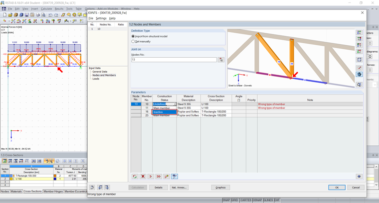 Moduł dodatkowy - Wprowadzanie konstrukcji z nieaktywnymi prętami