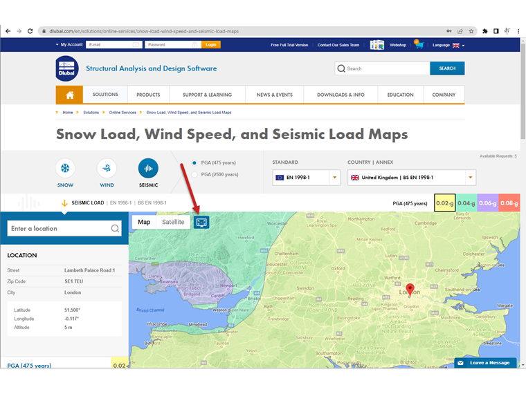 Opcja pełnego ekranu narzędzia do geolokalizacji