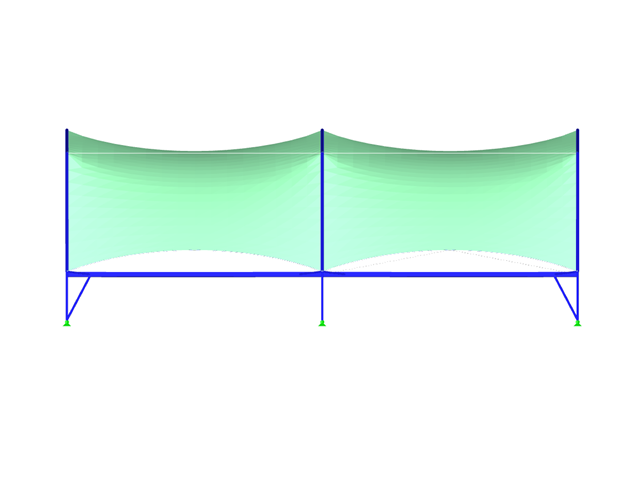Stalowa konstrukcja membranowa, widok w kierunku osi X.