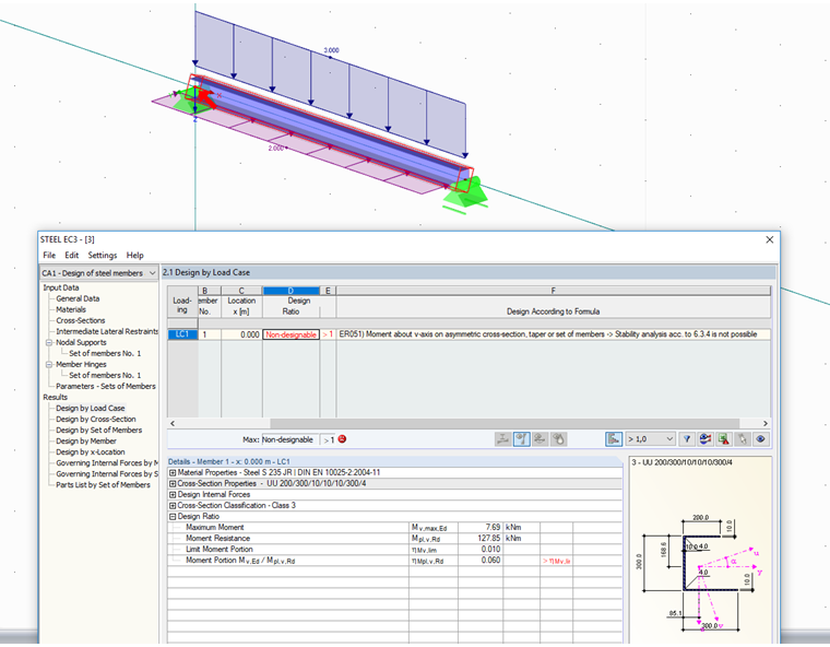 Uwaga dotycząca obliczeń przekrojów asymetrycznych