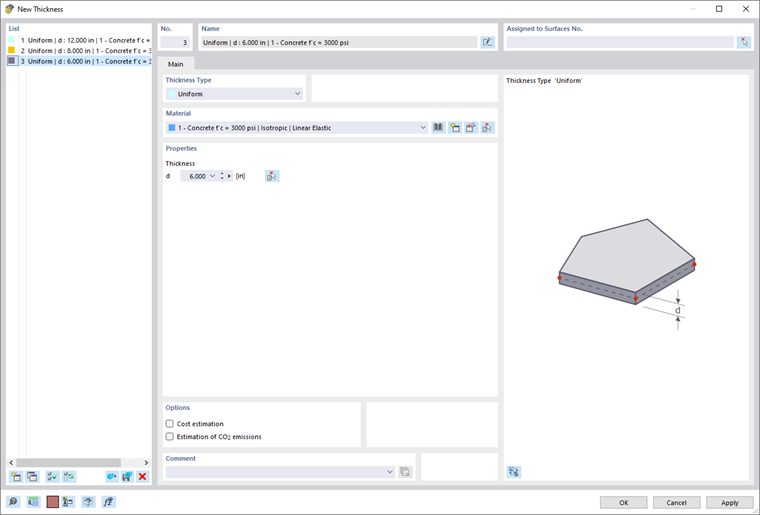 Okno dialogowe 'Nowa grubość'