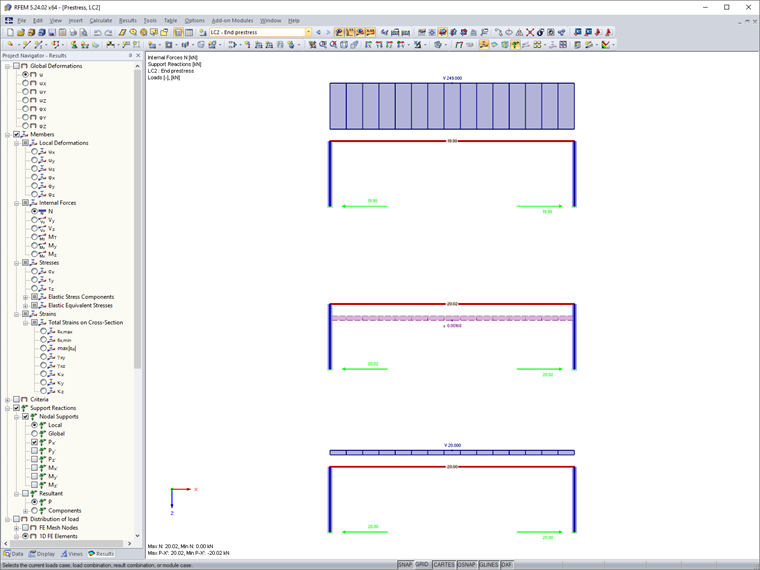 Najczęściej zadawane pytania 005013 | Kann ich mir die Last anzeigen lassen, die bei der Lastart Endvorspannung auf den Stab iterativ aufgebracht wird?