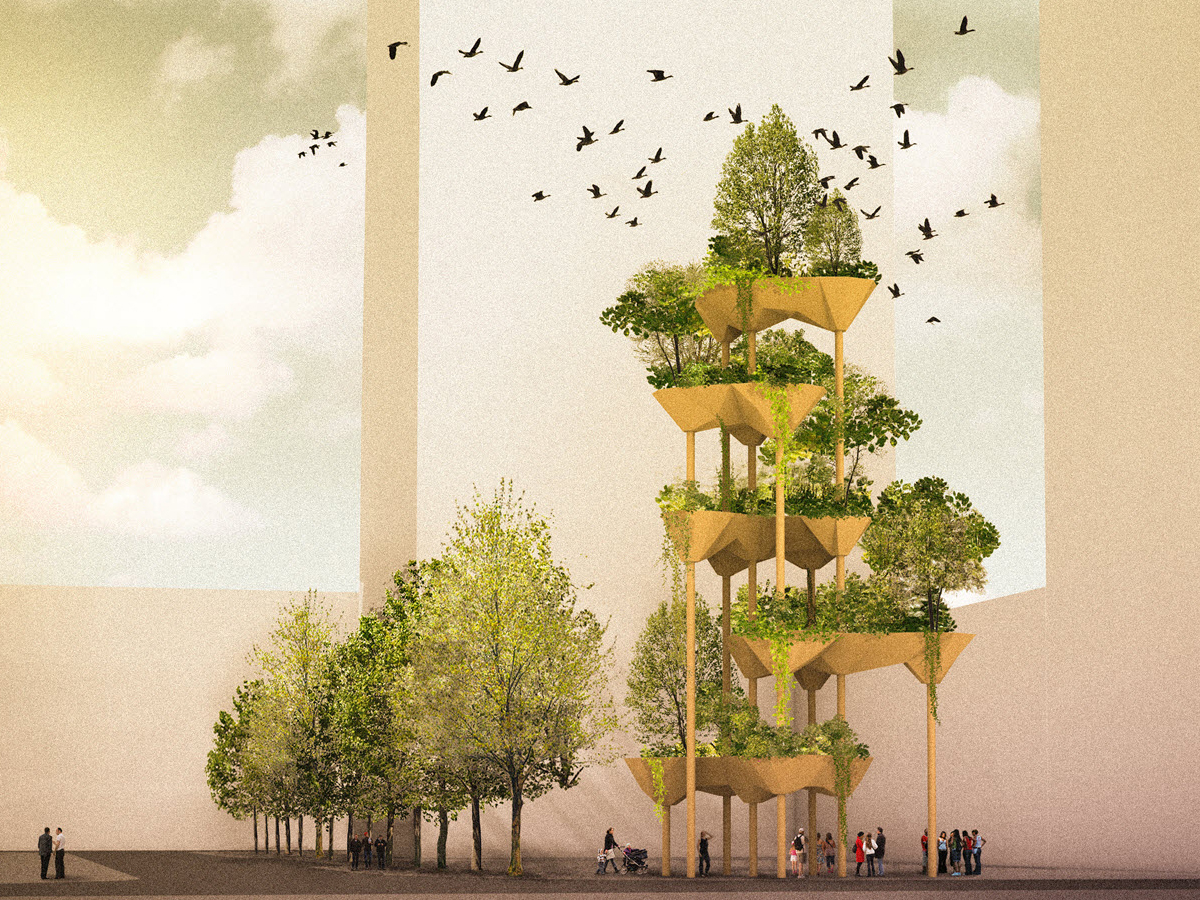 Animacja drewnianej wieży "Semiramis" (© Gramazio Kohler Research)