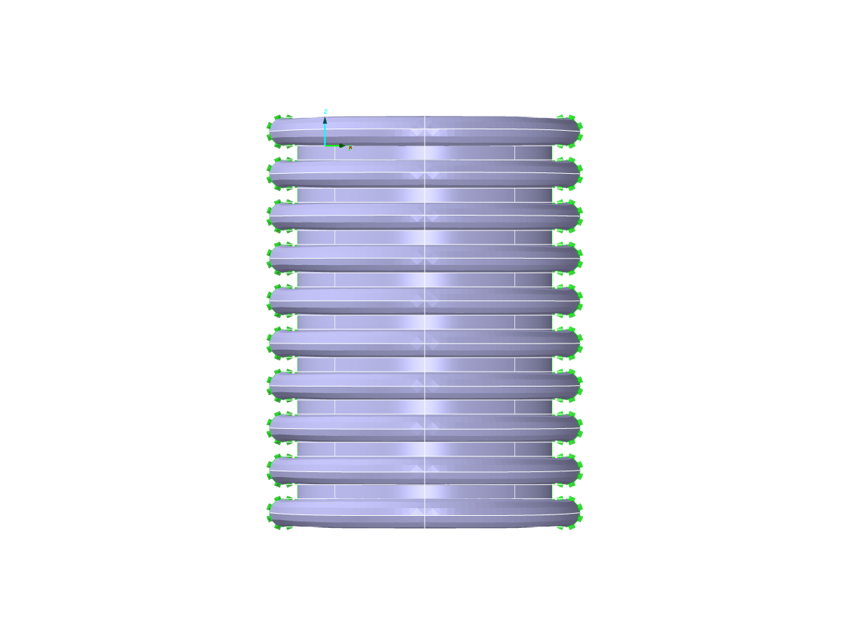Ciągnięcie napompowane, widok w kierunku osi Z.