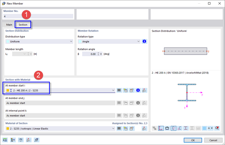 Okno dialogowe "Nowy pręt"