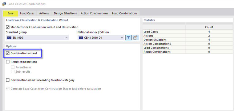 Kreator kombinacji aktywowany w zakładce "Baza"