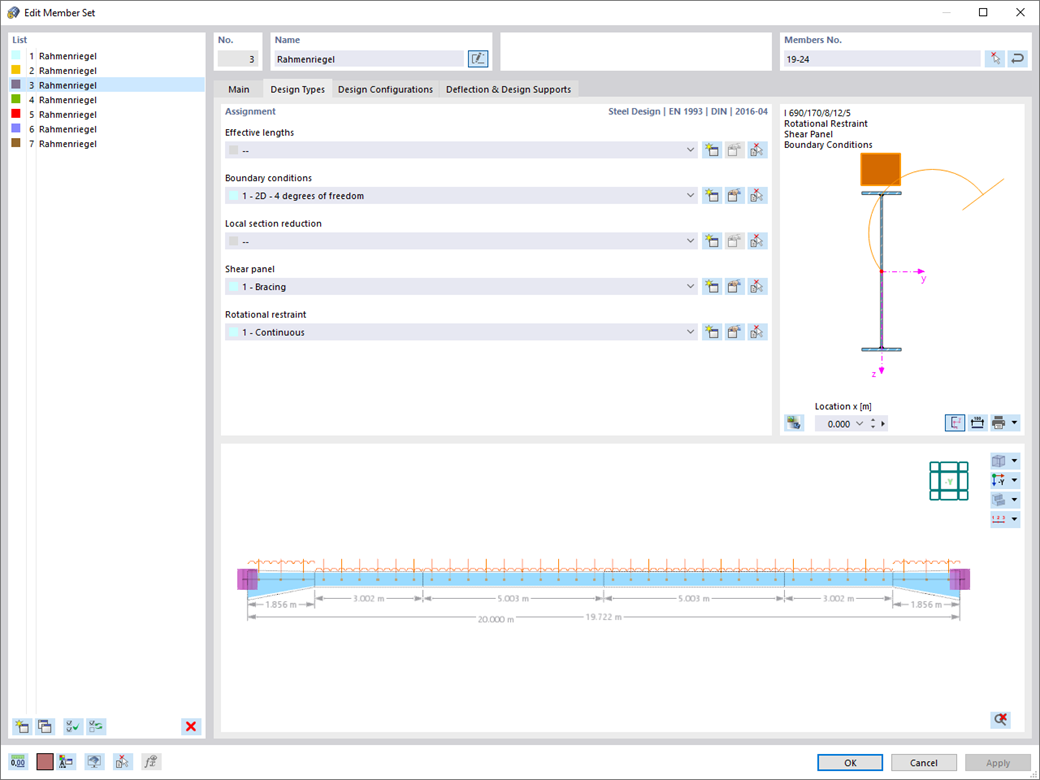 Zbiór prętów | Typy obliczeń