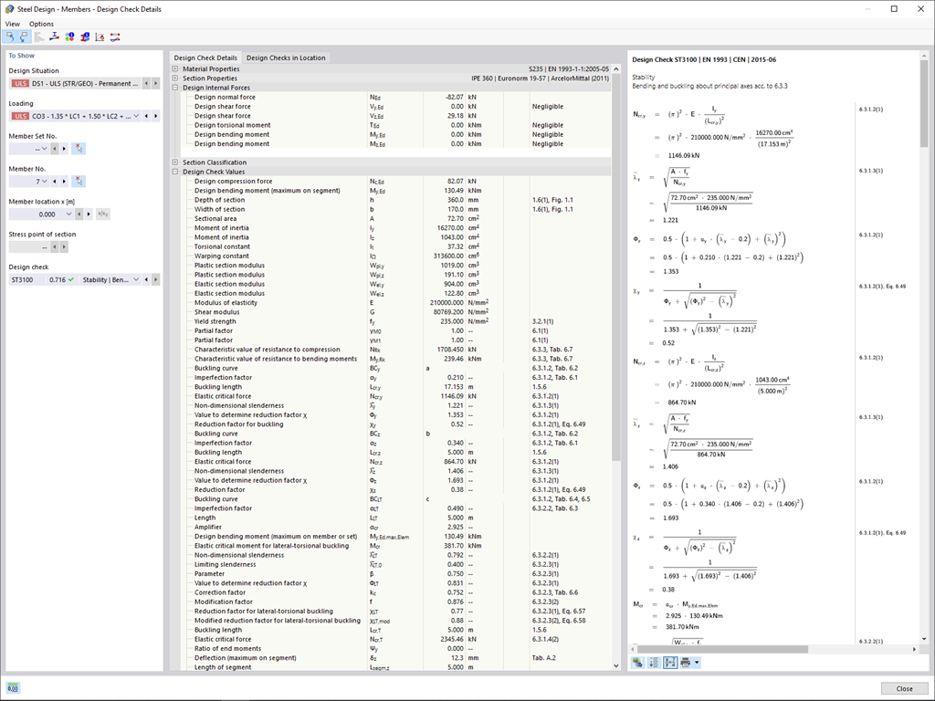 Projektowanie szczegółów prętów za pomocą wzorów obliczeniowych
