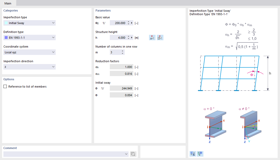Parametry dla obrotu wstępnego zgodnie z Eurokodem 3