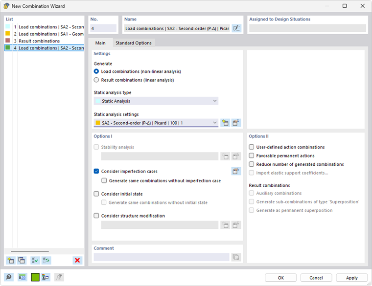 Okno dialogowe „Nowy generator kombinacji”