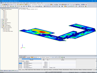 Animation de la déformation globale d'un étage de plancher en bois de l'hôtel dans RFEM