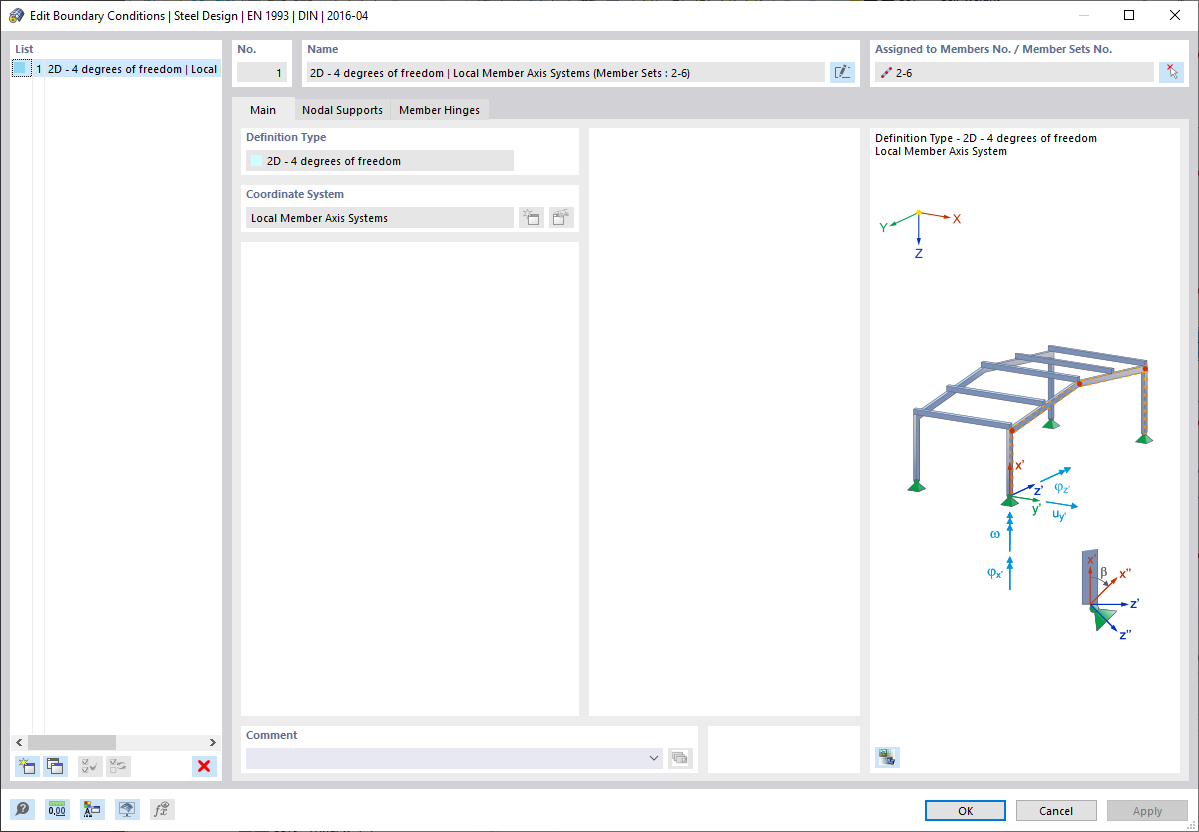Okno dialogowe "Edytować warunki brzegowe", zakładka "Główne"