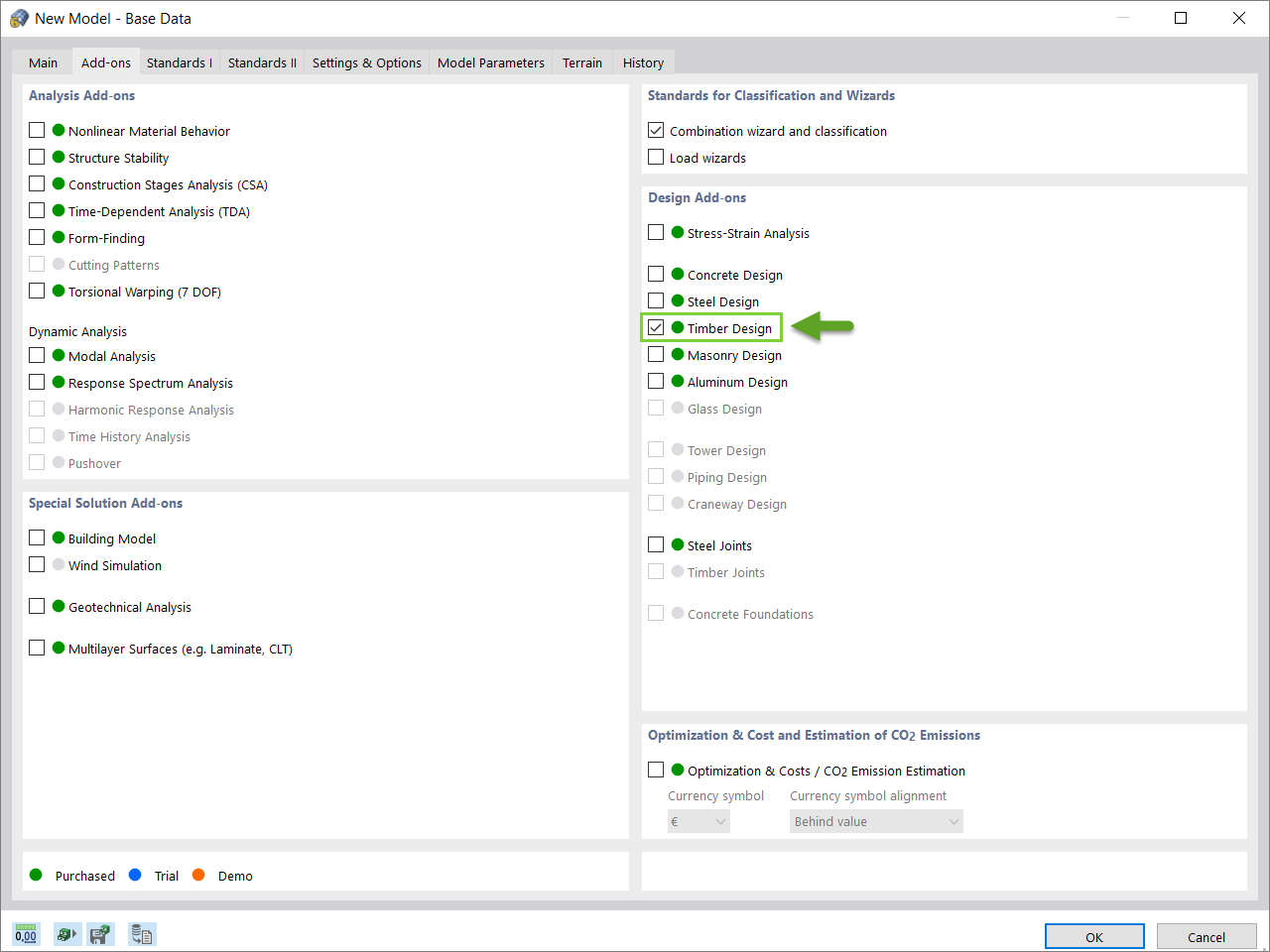 Ilustracja procesu aktywacji rozszerzenia Projektowanie konstrukcji drewnianych w oprogramowaniu do analizy statyczno-wytrzymałościowej