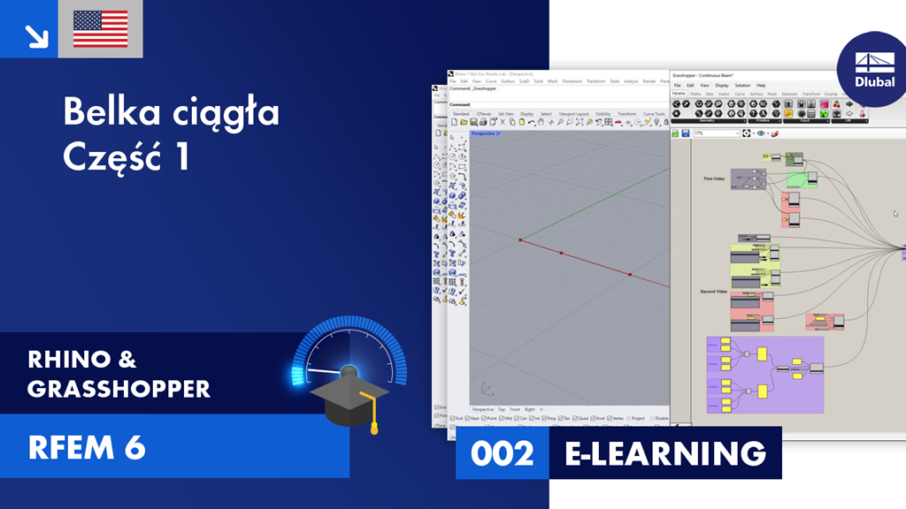 Tutorial przedstawiający początkowe kroki symulacji belki ciągłej w programie RFEM 6 przy użyciu Rhino-Grasshopper.
