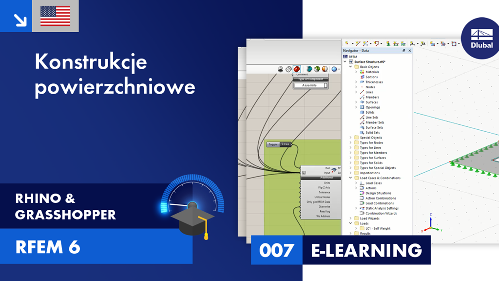 Innowacyjna struktura powierzchni stworzona z wykorzystaniem narzędzi do projektowania parametrycznego Rhino i Grasshopper dla złożonych geometrii.
