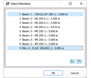 Okno dialogowe Wybór prętów