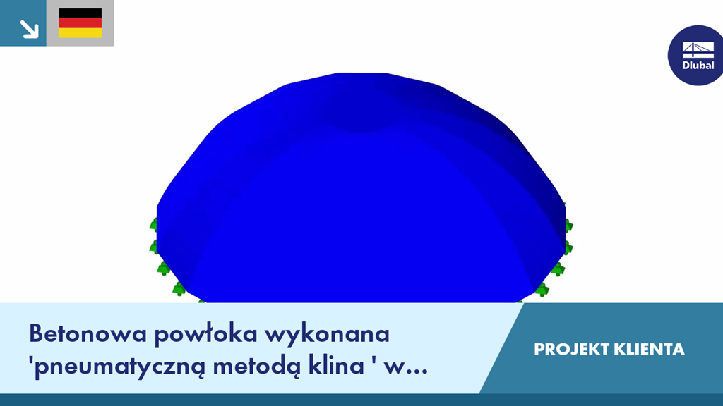 Budowa żelbetowej konstrukcji płytowo-powłokowej metodą klina pneumatycznego w Wiedniu, Austria.