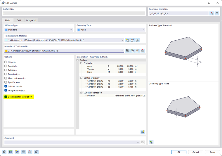 Dezaktywuj pręt do obliczeń