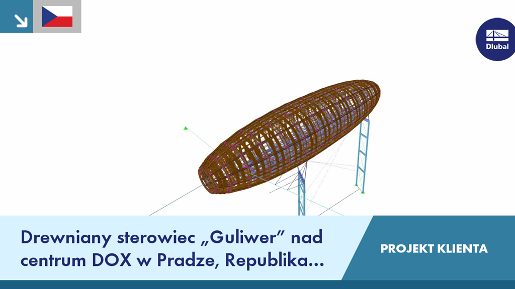 Drewniany sterowiec Gulliver na dachu centrum DOX w Pradze, Czechy.