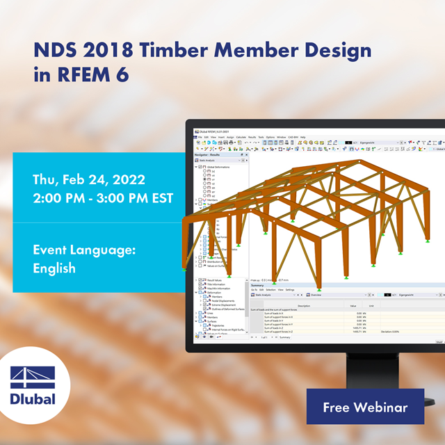 Wymiarowanie prętów drewnianych NDS 2018\n w programie RFEM 6