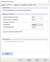 Parametry symulacji, Przepływ stacjonarny