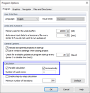 Opcje programu, Program