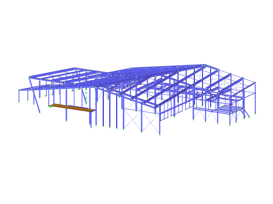 Model 3D stacji w dole w RFEM (© m3-ZT GmbH)