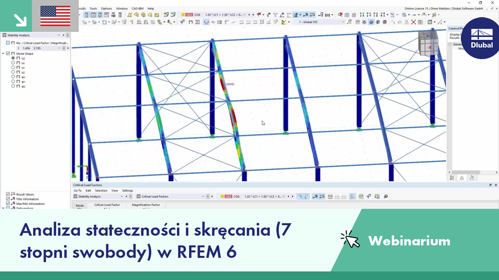 Analiza stateczności i skręcania (7 stopni swobody) w RFEM 6