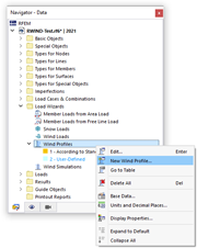 Profile wiatru i menu kontekstowe