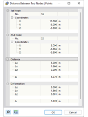Odległość między dwoma węzłami z uwzględnieniem deformacji