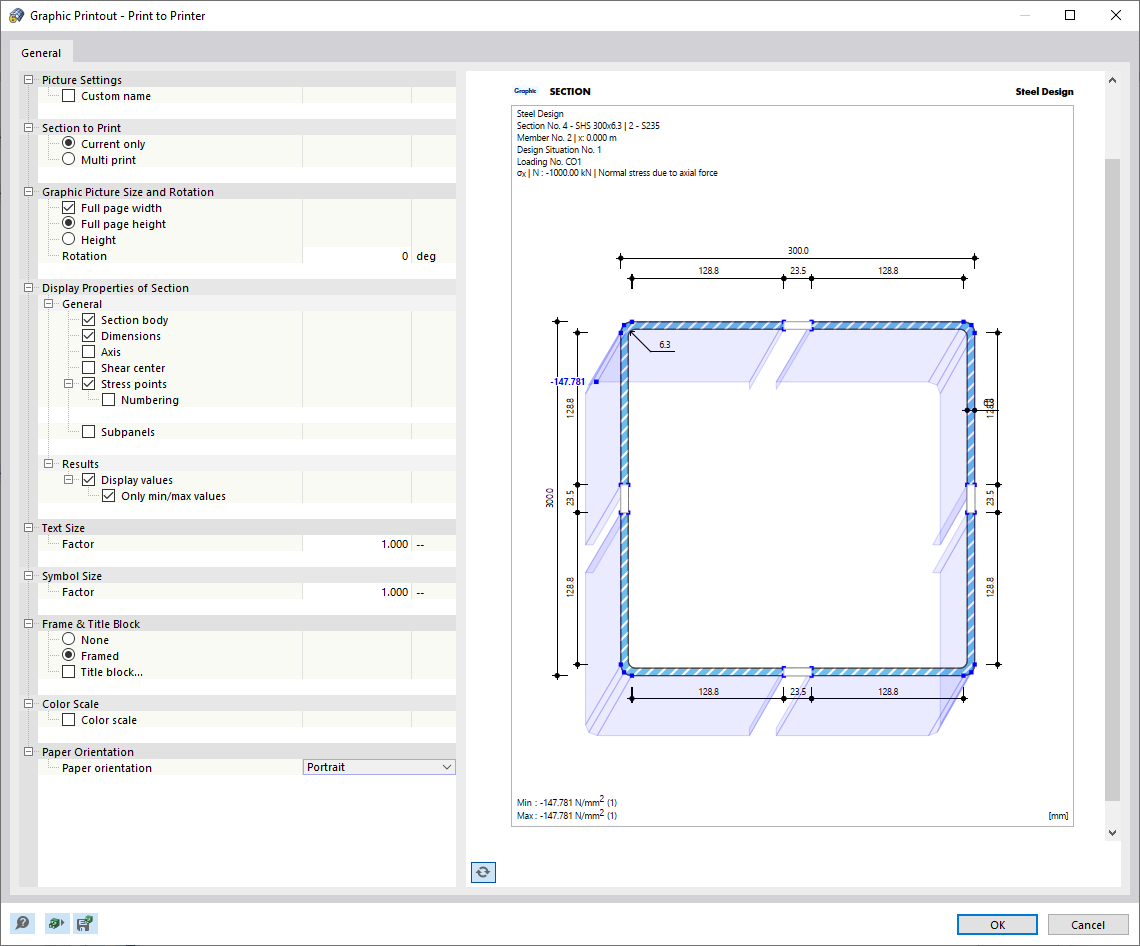 Historia wyników w przekroju - wydruk graficzny