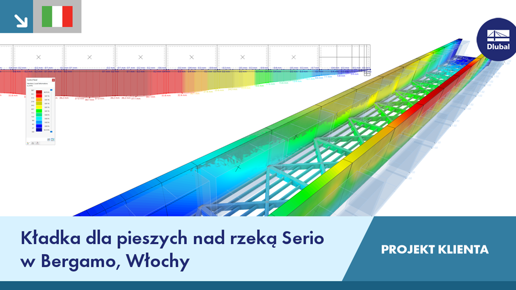 Elegancka kładka dla pieszych nad rzeką Serio w Bergamo, prezentująca nowoczesny projekt inżynierski.
