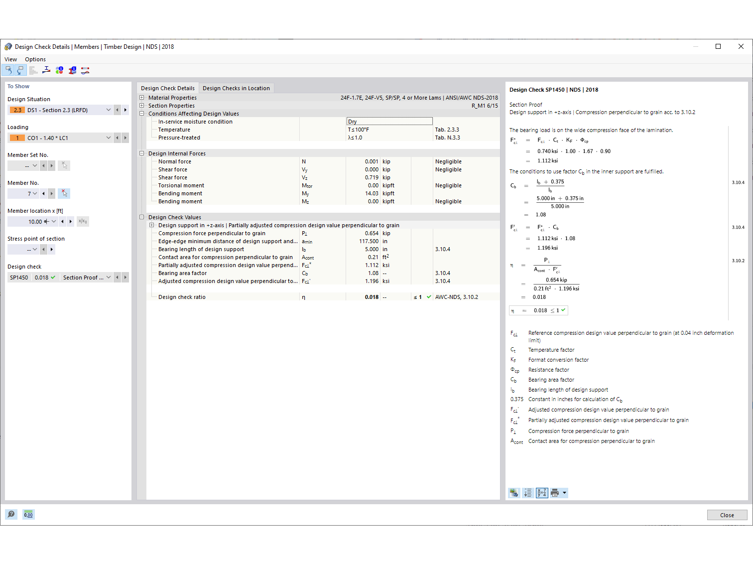 Szczegóły warunku projektowego konstrukcji drewnianej Ściskanie w poprzek włókien | NDS