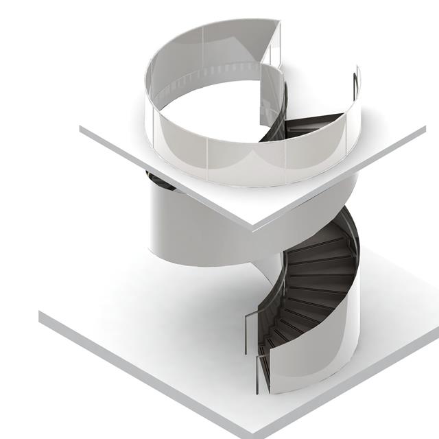 Model CAD spiralnych schodów (© Fletcher Priest Architects)