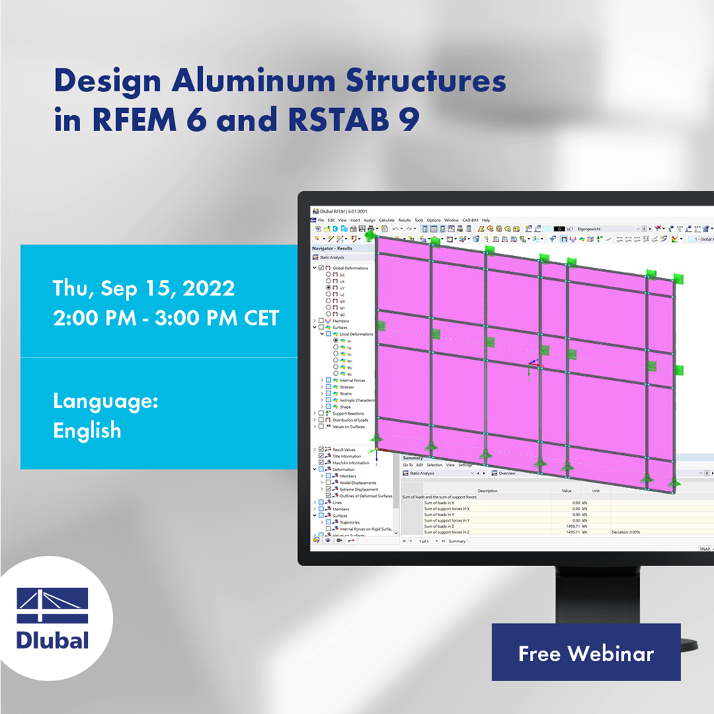 Wymiarowanie konstrukcji aluminiowych\n w programach RFEM 6 i RSTAB 9