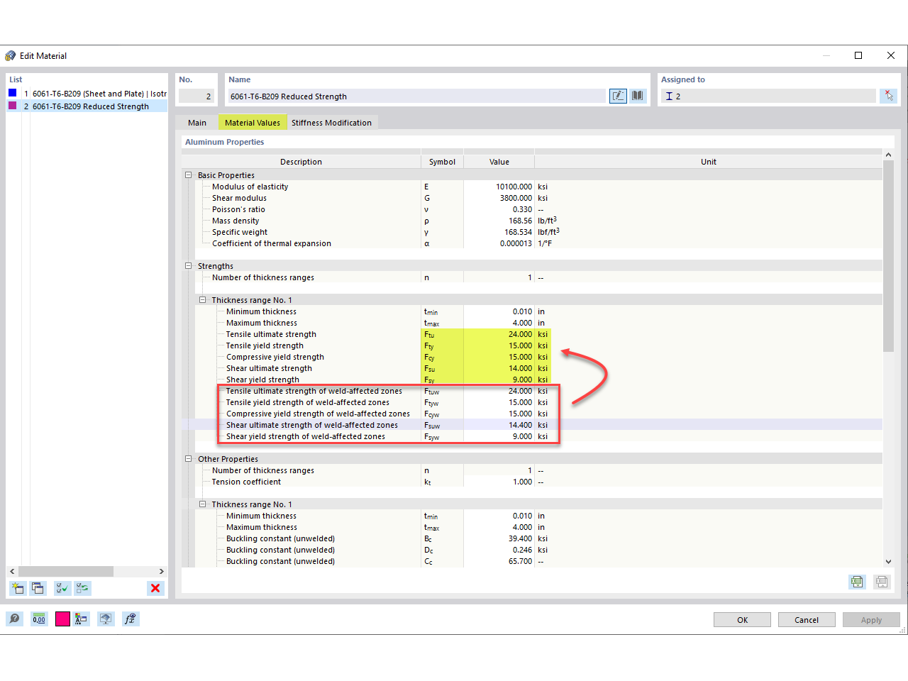 FAQ 005301 | Jak uwzględnić nośność strefy wpływu spawania dla aluminium?