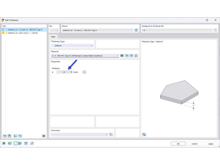 Stała grubość - tkanina