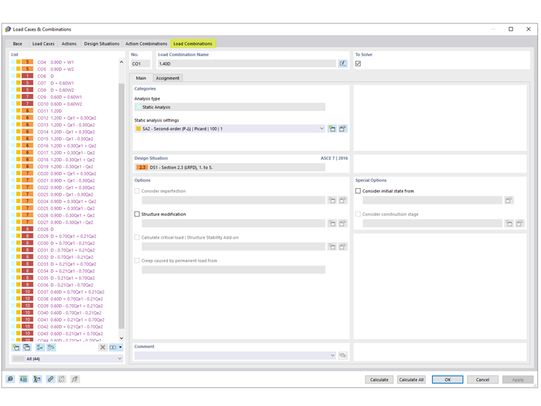 Nie widzę przypadków obciążeń sejsmicznych w moich wygenerowanych kombinacjach obciążeń według ASCE 7. Jak je dodać?