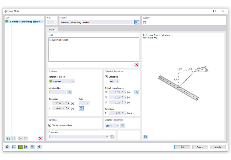 Okno dialogowe "Nowa uwaga"