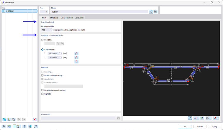 Definiowanie punktów wstawiania