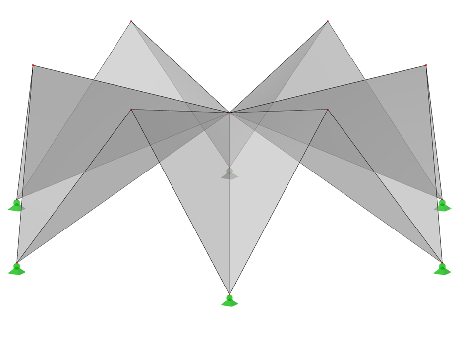 Model ID 523 | 034-FPC008-b | Prismaticzne Systemy Struktur Złożonych. Powierzchnie Jednozgięte nad Wielokątnym Planem Podłogi, Grzbiety W stronę Centrum