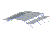 Model nr 3713 | AS004 | Konstrukcje łukowe | Łuki paraboliczne podpierające poziomą konstrukcję dachu na szczycie