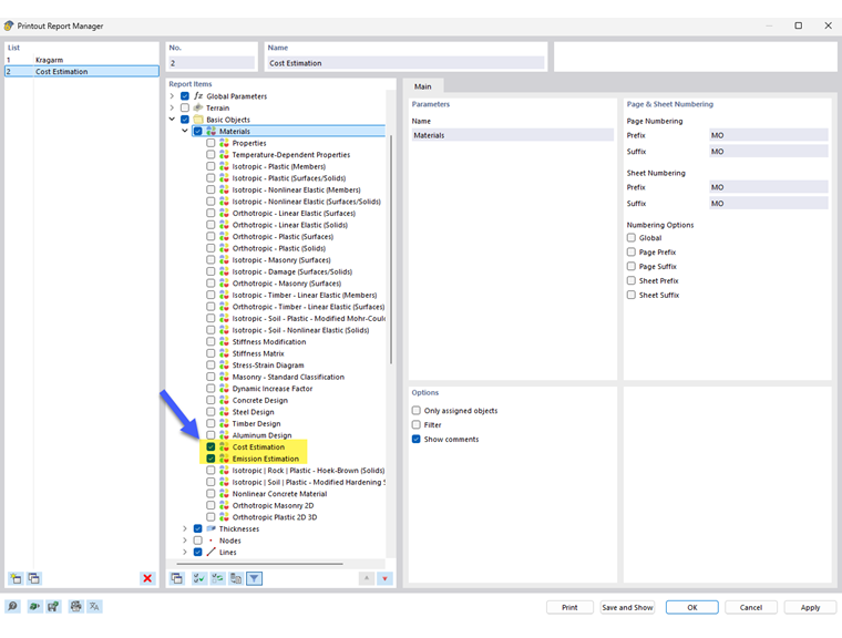 Szacowanie kosztów i obliczanie emisji w akcie kontroli włączone w celu oceny wpływu projektów budowlanych na środowisko.