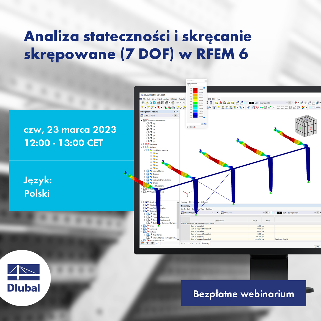 Analiza stateczności i skręcanie skrępowane (7 DOF) w RFEM 6