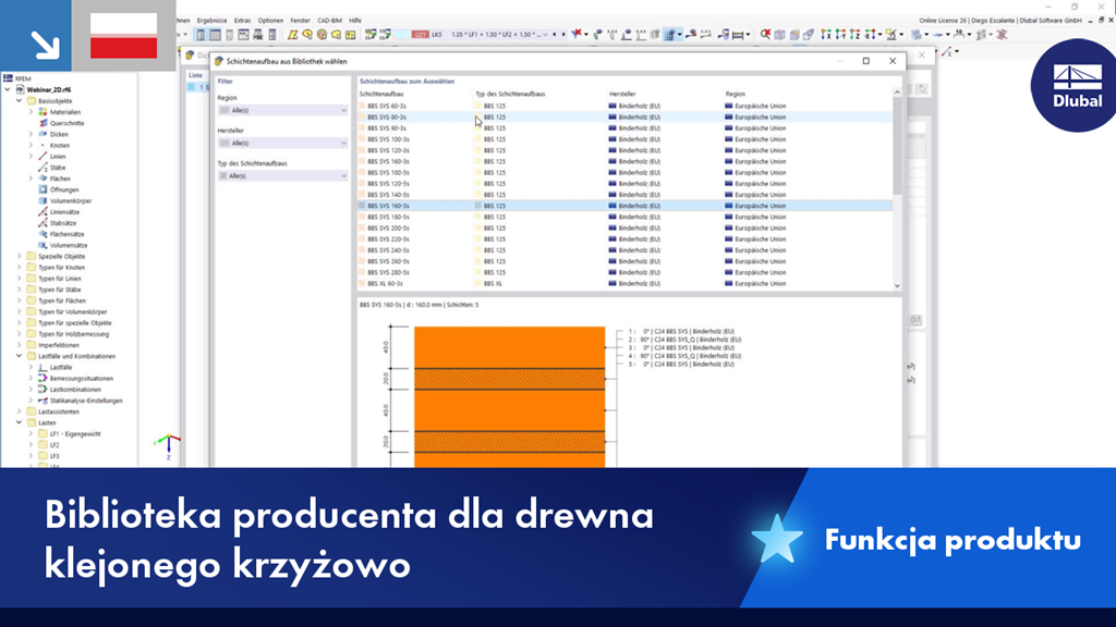Widok szczegółowy biblioteki producenta drewna klejonego krzyżowo z określonymi właściwościami materiałów