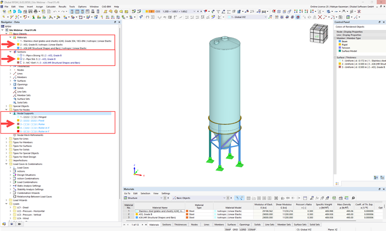 Zdjęcie 1: Model silosu w RFEM
