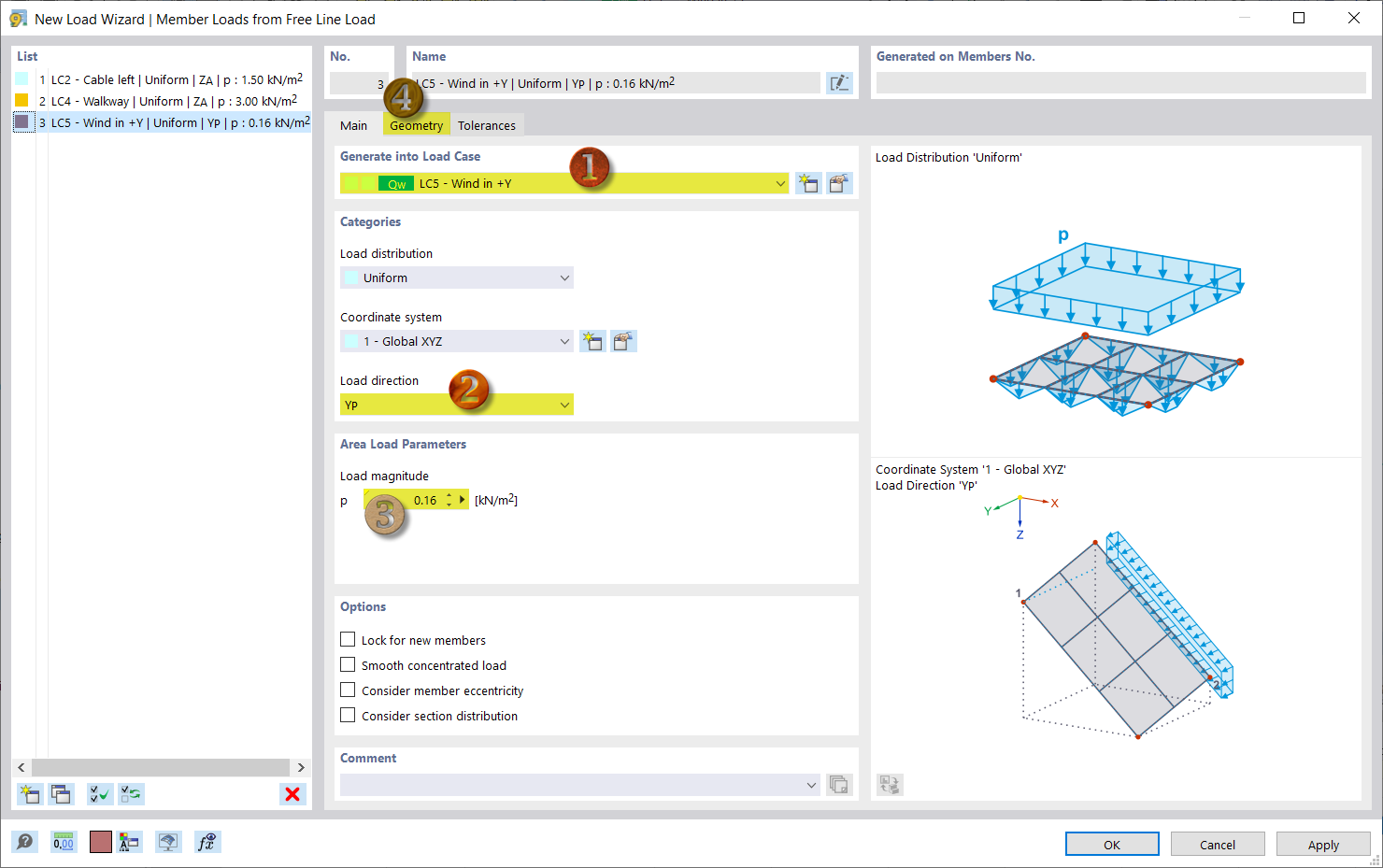 Obciążenie wiatrem w + Y