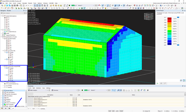 Rozkład obciążeń, obciążenie wiatrem