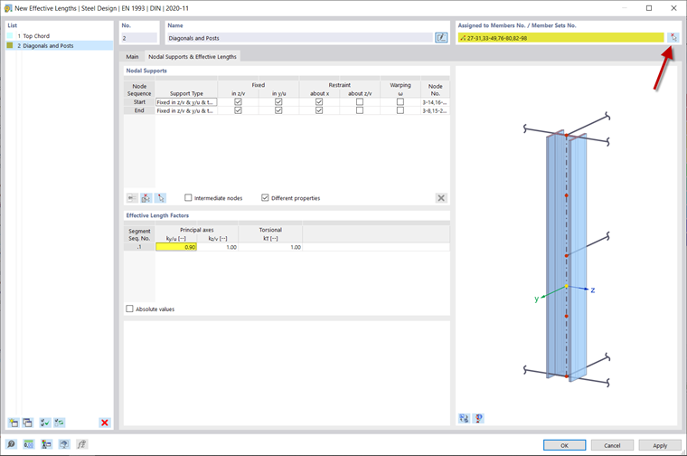 Długości efektywne krzyżulców i słupków
